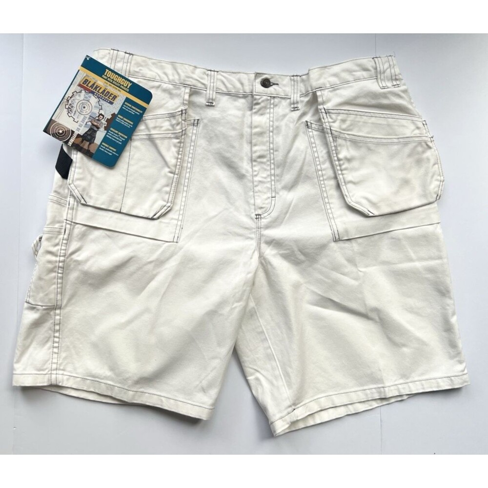 Blaklader 1634 Craftsman Cargo Work Shorts Size 44 Heavy Cotton White